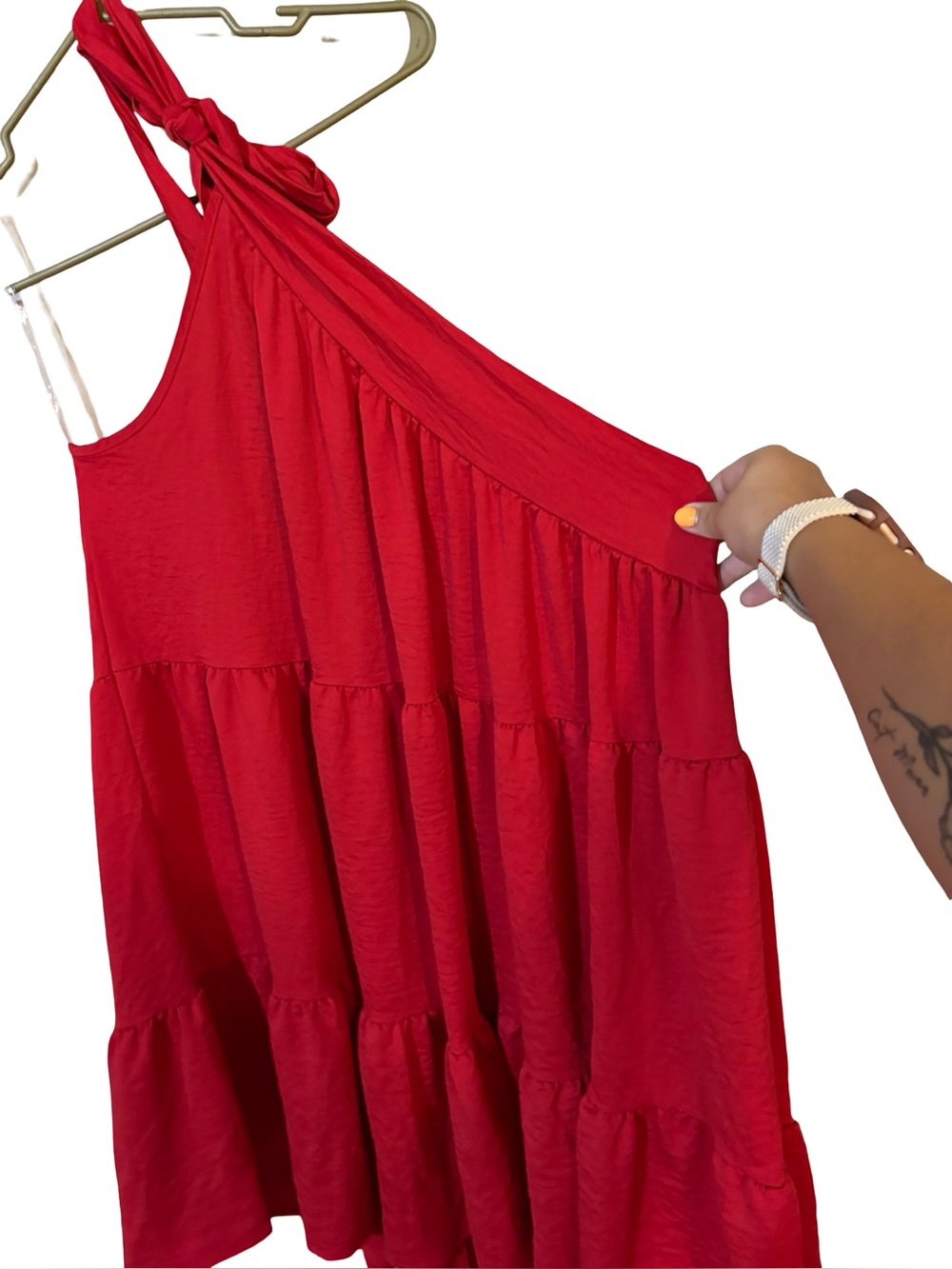One shoulder ruffle dress